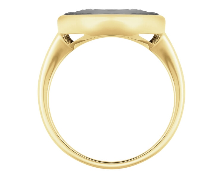 14 K Rhodium-Plated Yellow Gold Ring - fineness 14 K