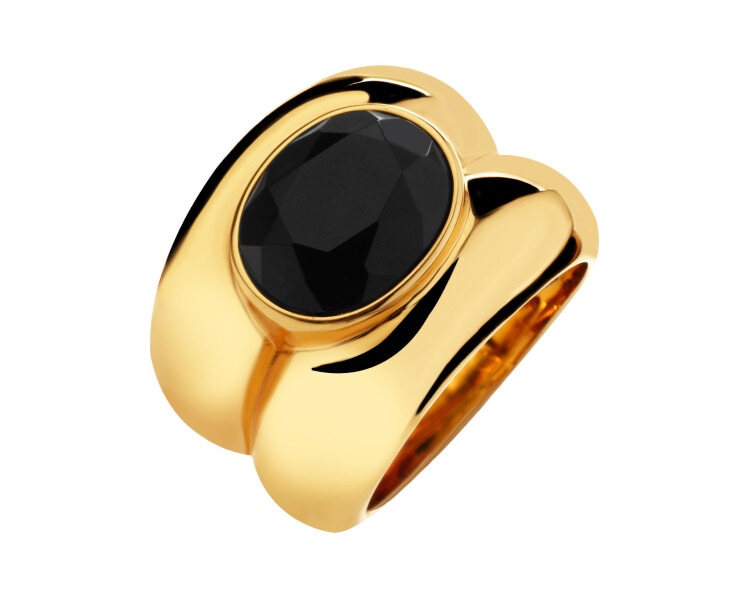 Gold-Plated Brass Ring with Agate