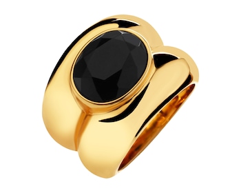 Gold-Plated Brass Ring with Agate