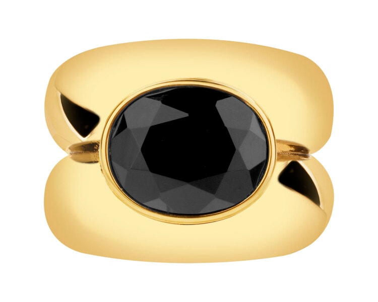 Gold-Plated Brass Ring with Agate