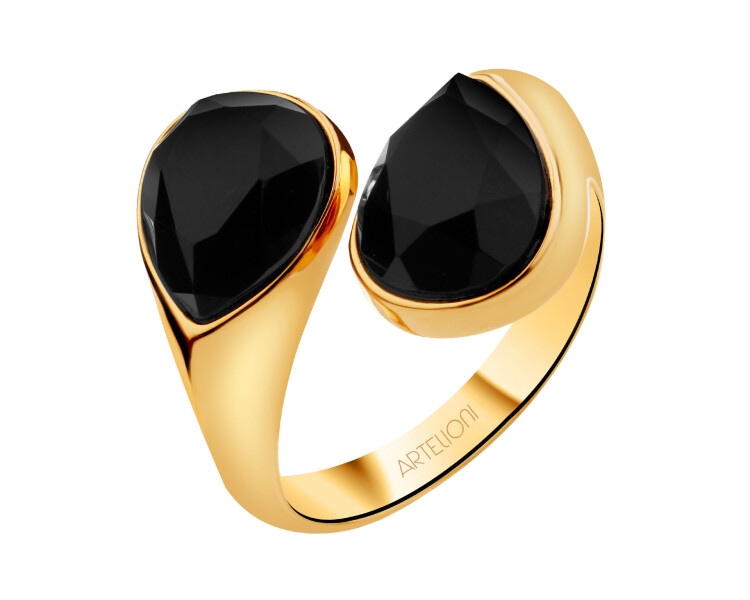 Gold-Plated Brass Ring with Agate