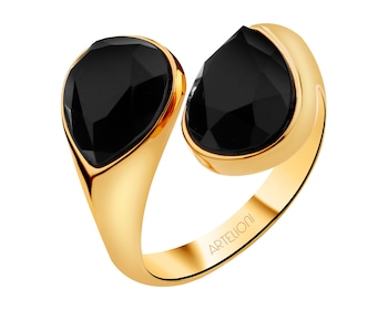 Gold-Plated Brass Ring with Agate