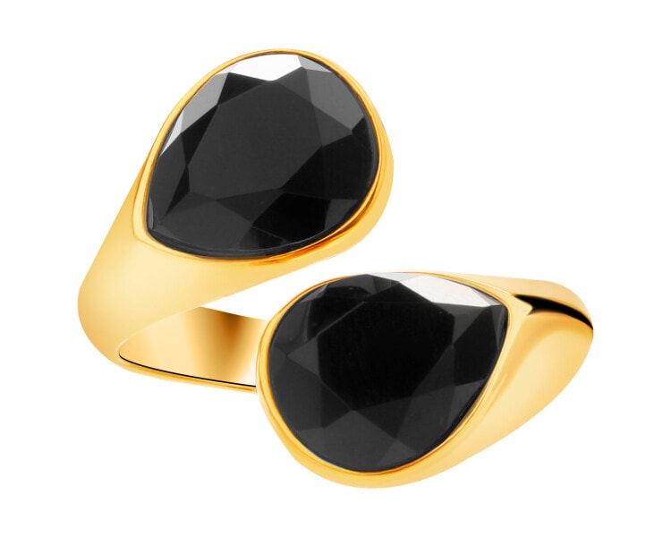 Gold-Plated Brass Ring with Agate