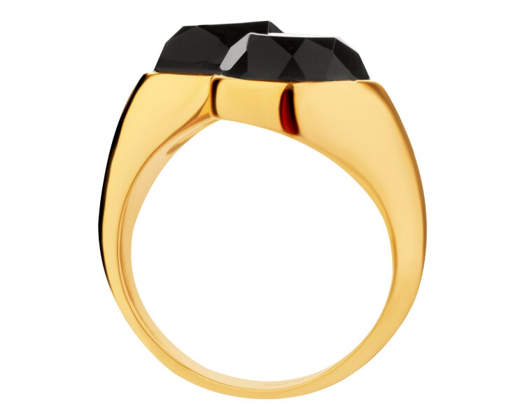 Gold-Plated Brass Ring with Agate