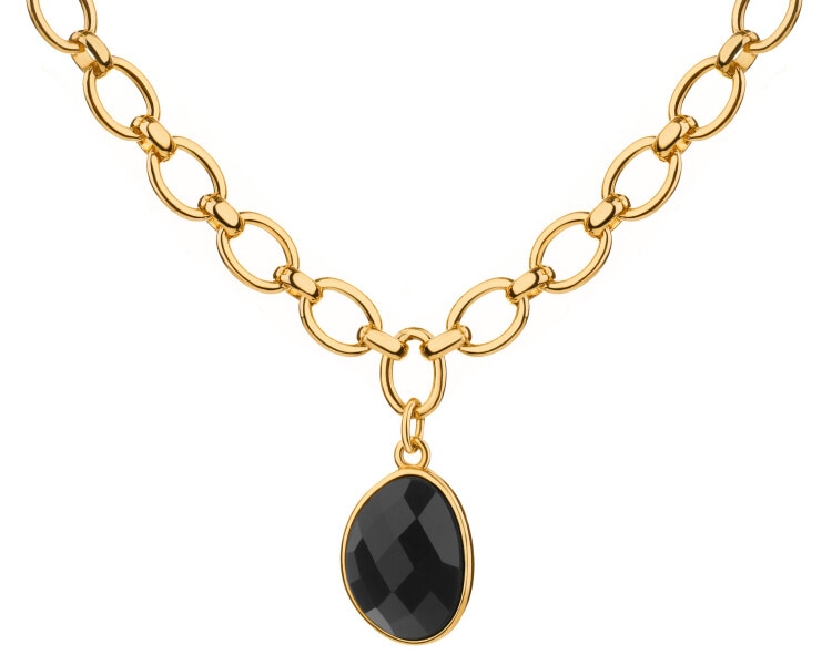 Gold-Plated Brass Necklace with Agate