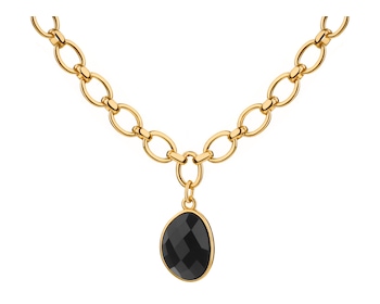 Gold-Plated Brass Necklace with Agate