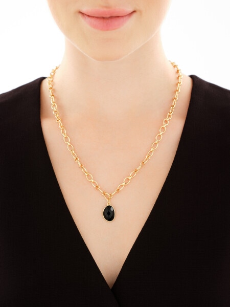 Pozlacený náhrdelník z mosazi s acháty