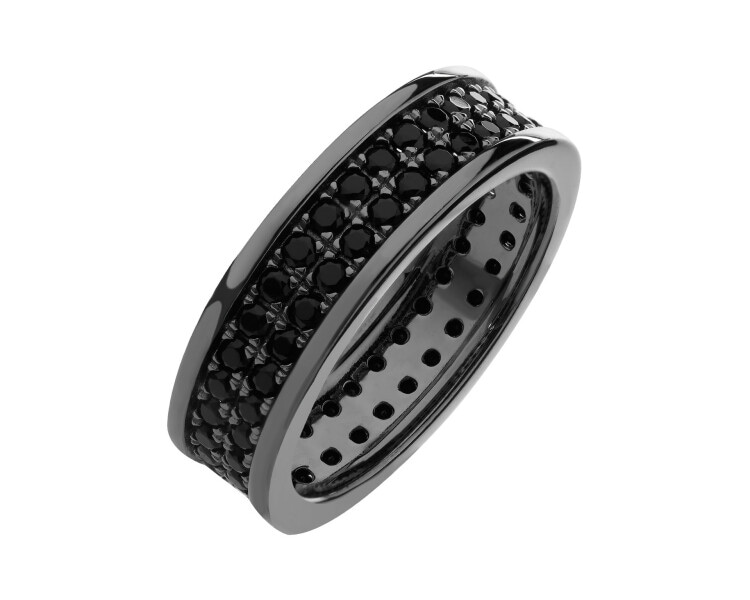 Rhodium Plated Silver Band Ring with Spinel