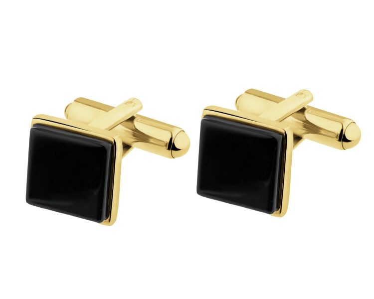 Gold-Plated Silver Cufflink with Onyx