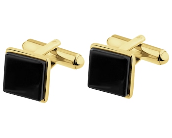 Gold-Plated Silver Cufflink with Onyx