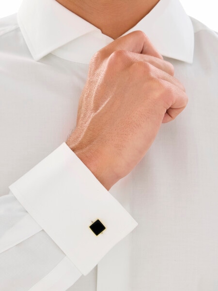 Pozlacené stříbrné manžetové knoflíčky s onyxem
