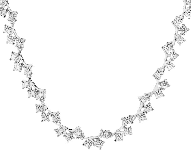 Rhodium Plated Silver Necklace with Cubic Zirconia