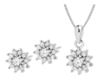 Rhodium Plated Silver Set with Cubic Zirconia