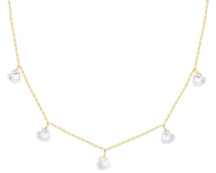 9 K Yellow Gold Necklace with Cubic Zirconia