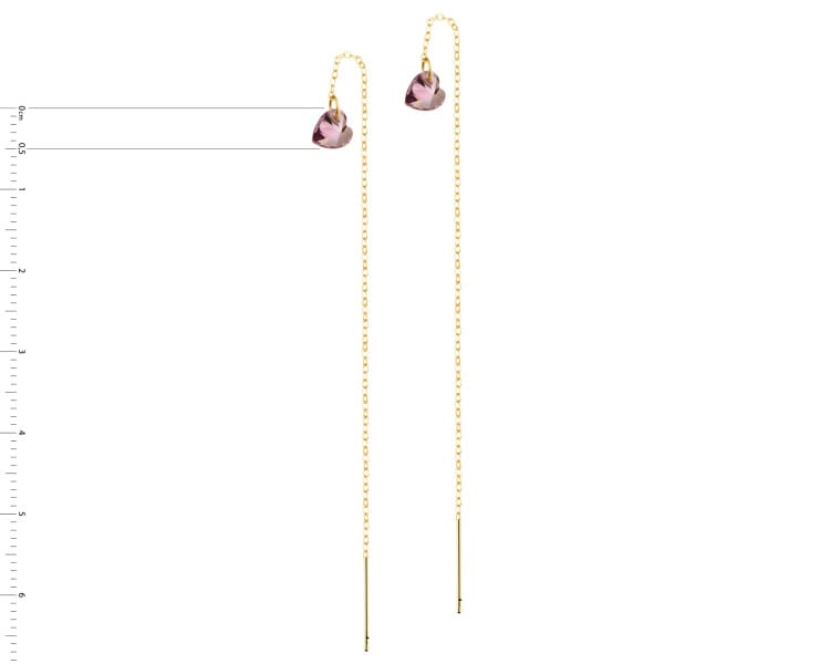 9 K Yellow Gold Dangling Earring with Cubic Zirconia