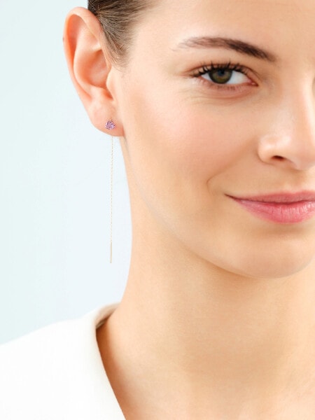 9 K Yellow Gold Dangling Earring with Cubic Zirconia