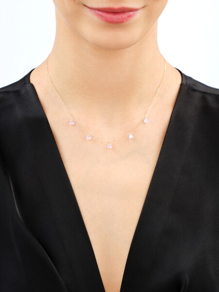 Złoty naszyjnik z cyrkoniami - serca