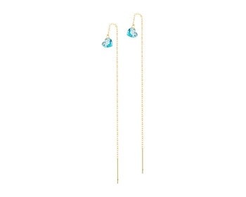 9 K Yellow Gold Dangling Earring with Cubic Zirconia