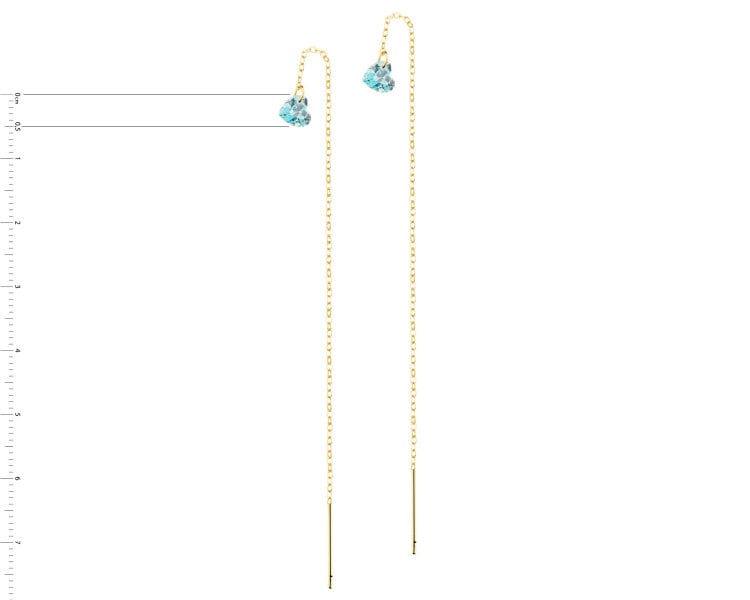9 K Yellow Gold Dangling Earring with Cubic Zirconia
