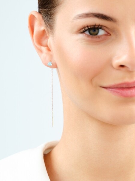 9 K Yellow Gold Dangling Earring with Cubic Zirconia