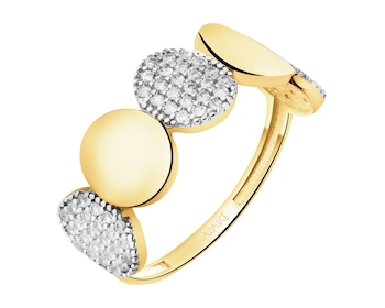 14 K Rhodium-Plated Yellow Gold Ring with Cubic Zirconia