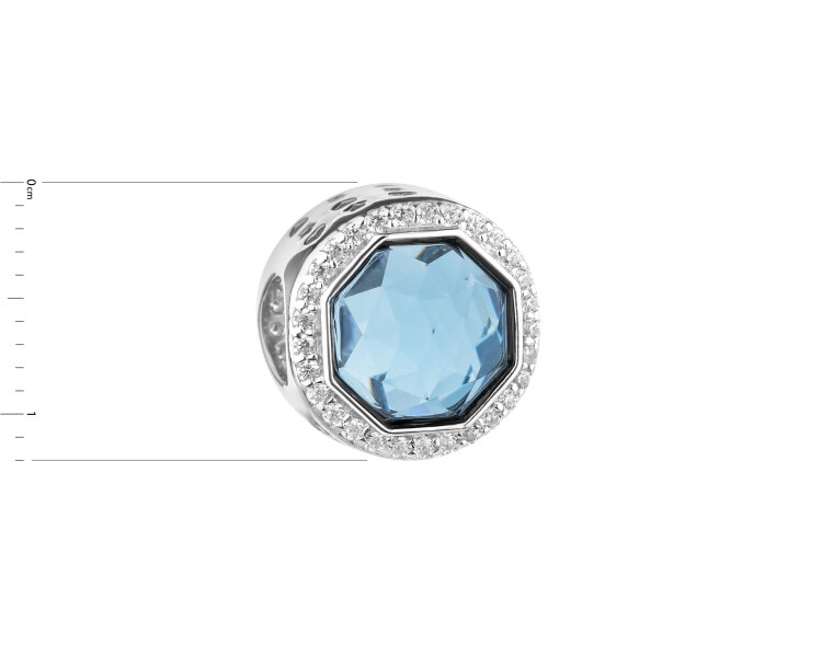 Rhodium Plated Silver Pendant with Cubic Zirconia