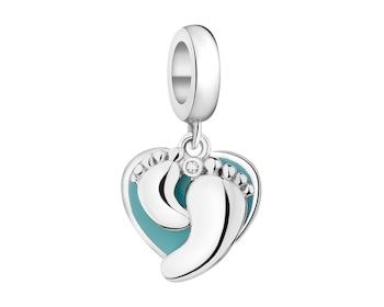 Rhodium Plated Silver Pendant with Cubic Zirconia