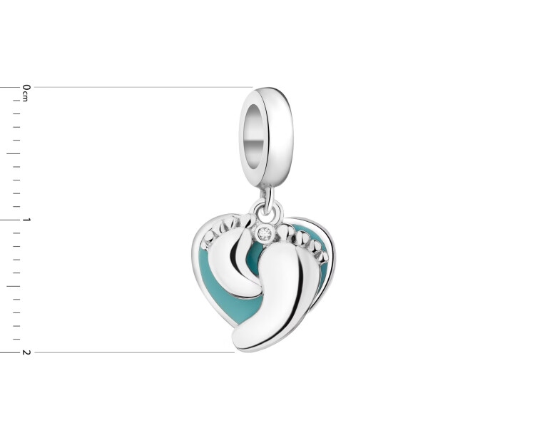 Rhodium Plated Silver Pendant with Cubic Zirconia
