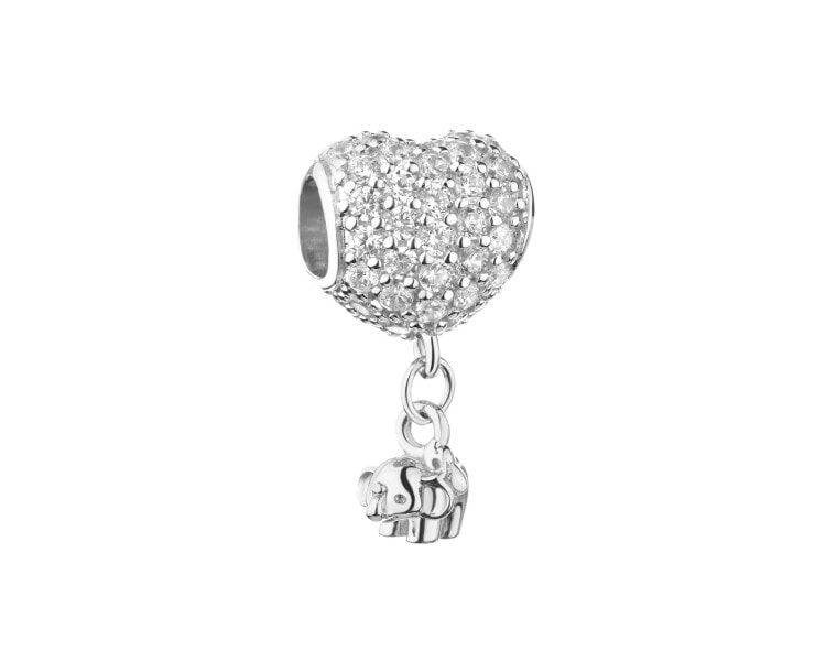 Rhodium Plated Silver Pendant with Cubic Zirconia