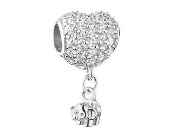 Rhodium Plated Silver Pendant with Cubic Zirconia