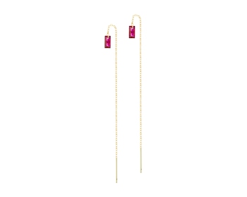 9 K Yellow Gold Dangling Earring with Nano Stone