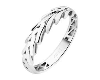 14 K Rhodium-Plated White Gold Band Ring