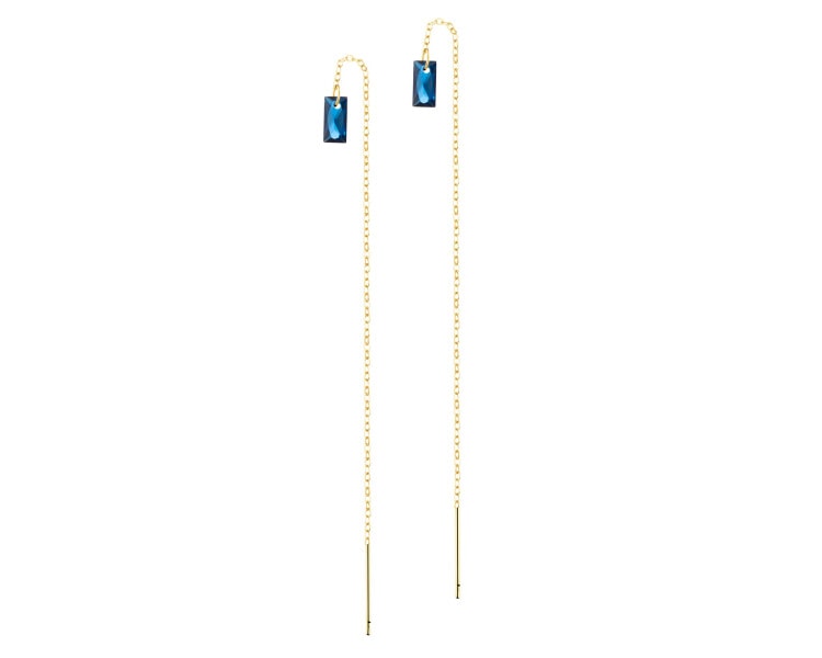 9 K Yellow Gold Dangling Earring with Nano Stone