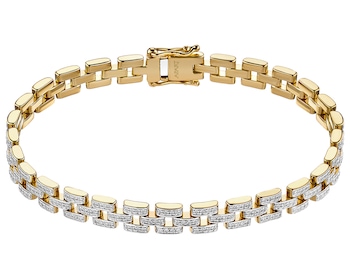 14 K Rhodium-Plated Yellow Gold Bracelet with Diamonds - 1,18 ct - fineness 14 K