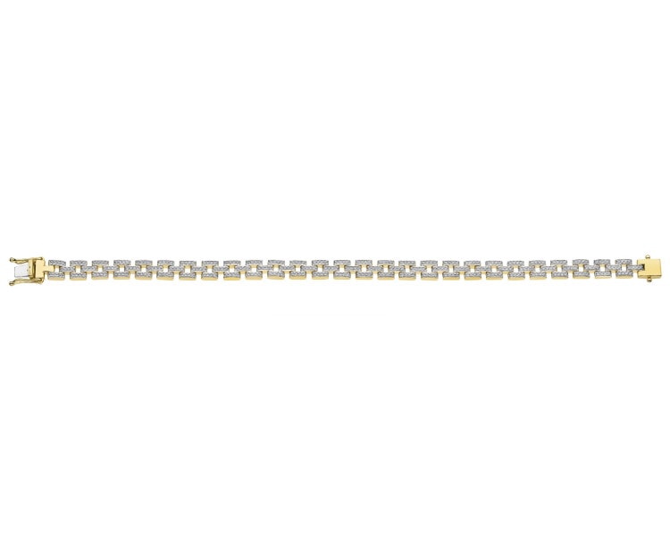 14 K Rhodium-Plated Yellow Gold Bracelet with Diamonds - 1,18 ct - fineness 14 K