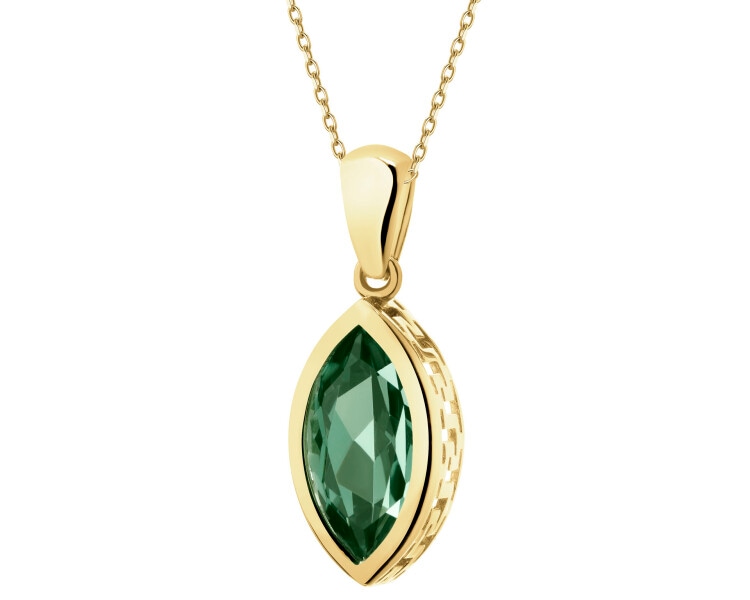 8 K Yellow Gold Pendant with Synthetic Corundum