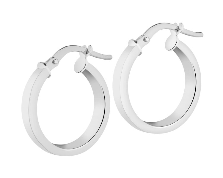 Rhodium Plated Silver Hoop Earring 