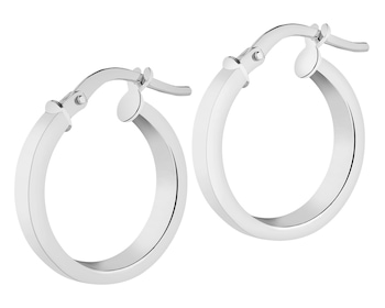 Rhodium Plated Silver Hoop Earring 