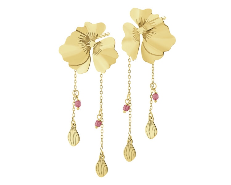 Gold-Plated Silver Dangling Earring with Cubic Zirconia