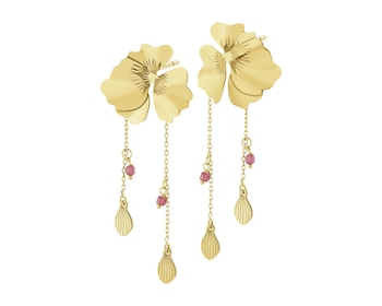 Gold-Plated Silver Dangling Earring with Cubic Zirconia