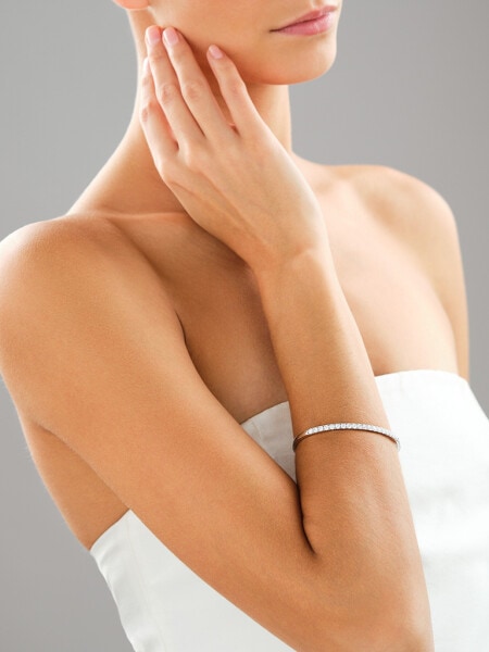 18 K Rhodium-Plated White Gold Rigid Bracelet with Laboratory Diamonds - 3,00 ct - fineness 18 K