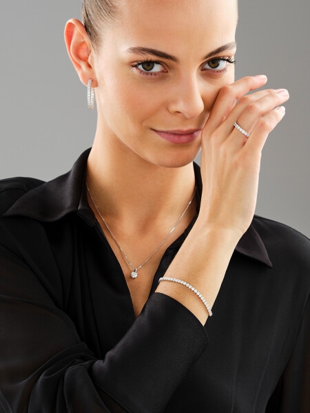 18 K Rhodium-Plated White Gold Tennis Bracelet with Laboratory Diamonds - 5,00 ct - fineness 18 K