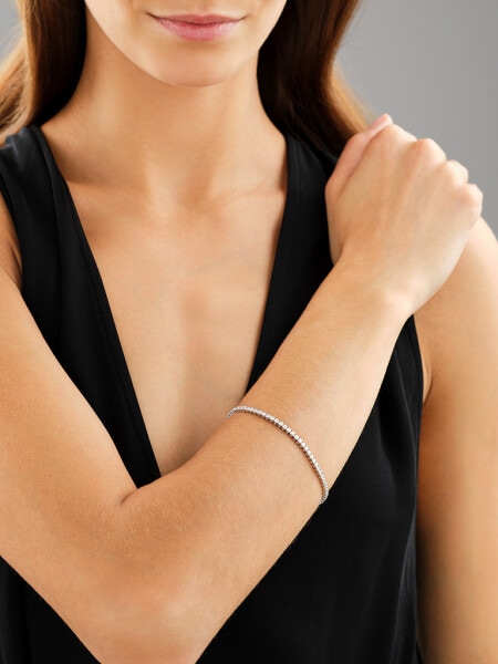 18 K Rhodium-Plated White Gold Tennis Bracelet with Laboratory Diamonds - 4,00 ct - fineness 18 K