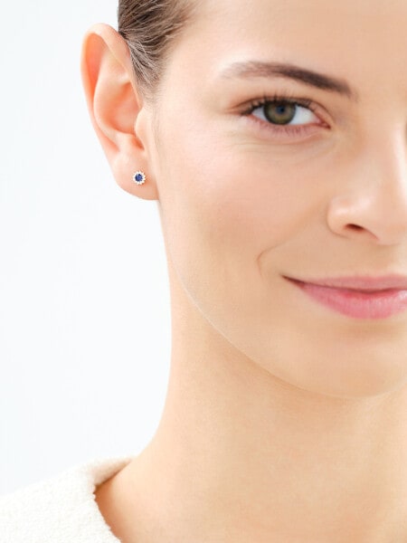 8 K Yellow Gold Earrings with Synthetic Sapphire