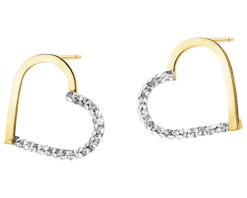 9 K Yellow Gold Earrings with Glass