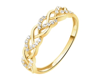 14 K Yellow Gold Band Ring with Cubic Zirconia