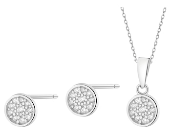 Rhodium Plated Silver Set with Cubic Zirconia