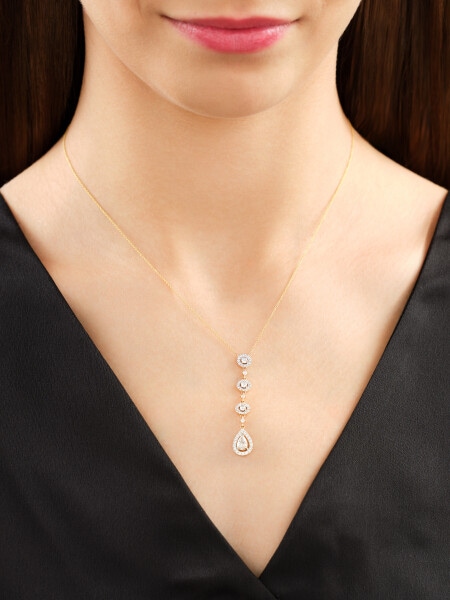 Zlatý náhrdelník s diamanty - 0,88 ct - ryzost 585
