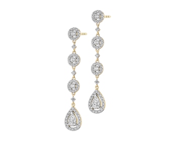 14 K Rhodium-Plated Yellow Gold Dangling Earring - 1,30 ct - fineness 14 K