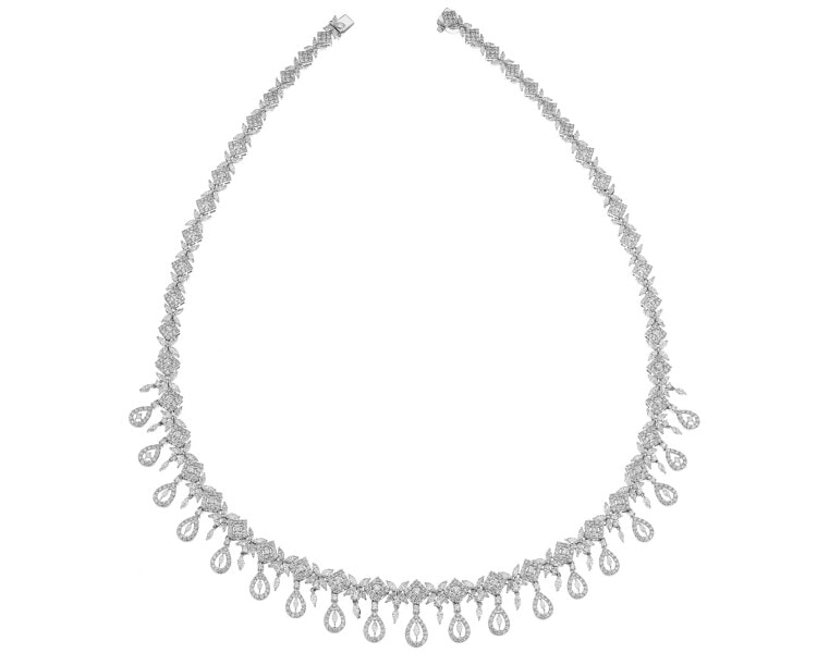 18 K Rhodium-Plated White Gold Collar Necklace - 11,81 ct - fineness 18 K